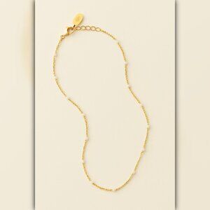 A006-A • White Beaded Waterproof Gold Choker Necklace